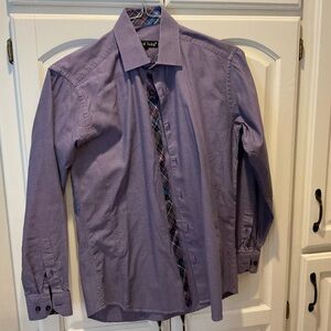 Jared Lang Purple Dress Shirt with Patterned Inner Placket